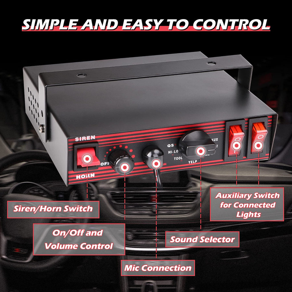 Emergency Police Siren 8 Tones PA System 130DB 200 Watt V43954