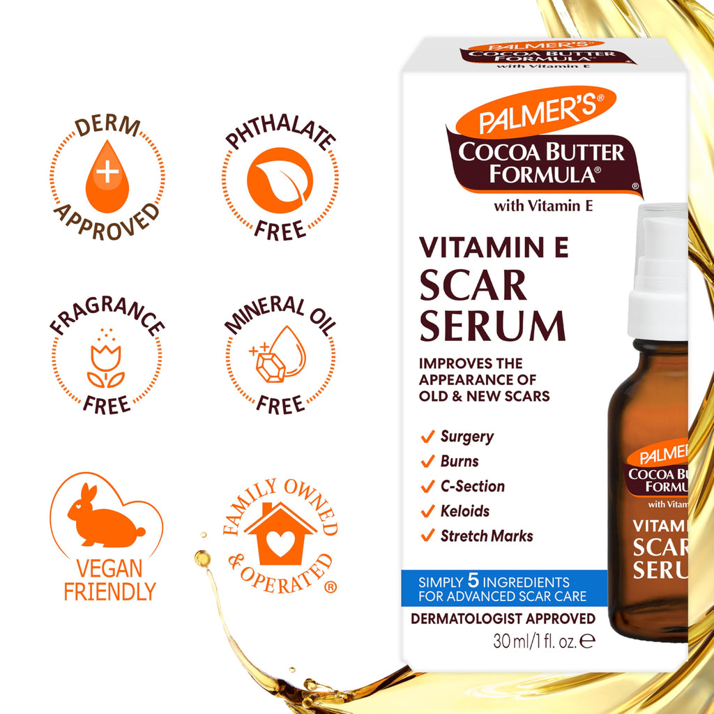 Fragrance Free Cocoa Butter Scar Serum with Vitamin E 1 Oz W8479