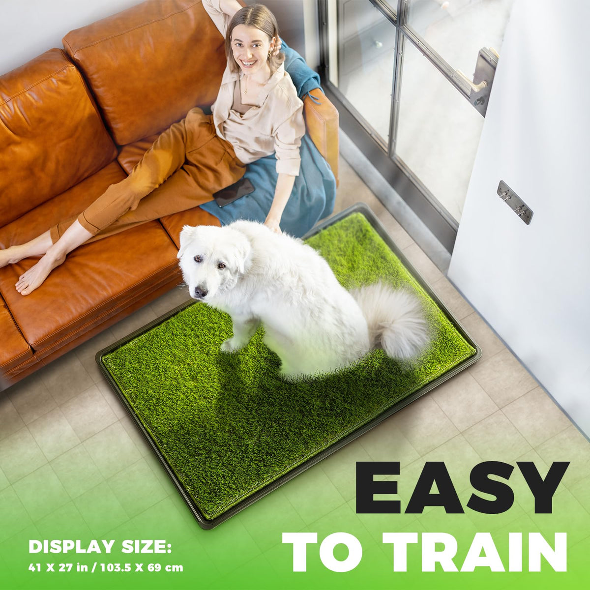 Large Artificial Turf Dog Grass Pad with Tray D9739
