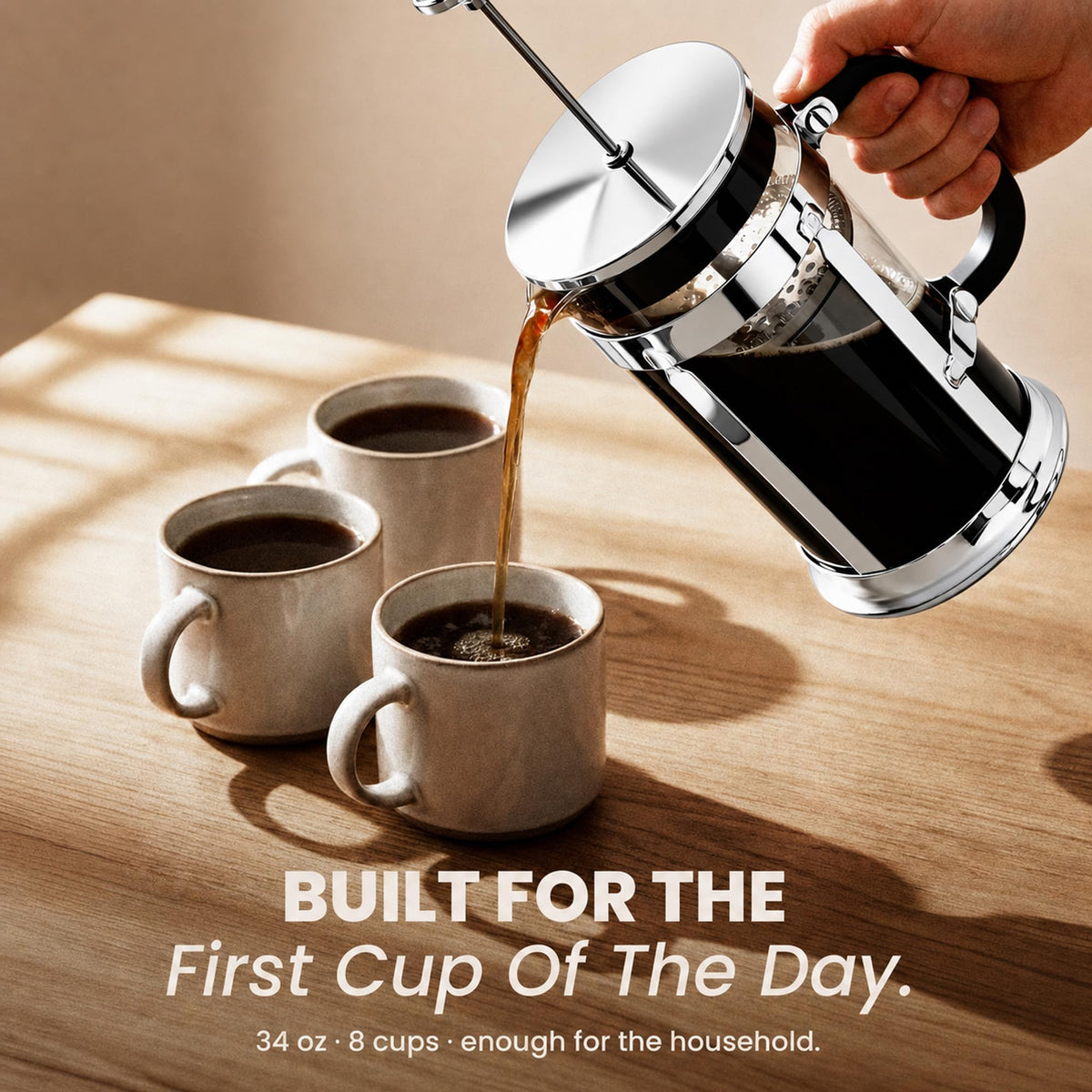 French Press Coffee Maker 34oz Chrome Borosilicate Glass K774
