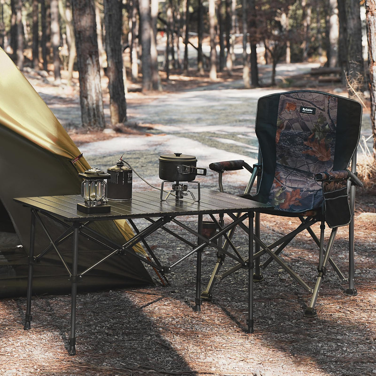 Folding Camping Table Aluminum Adjustable Height Black Q736