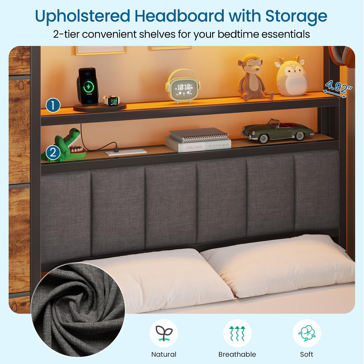 Twin Over Twin Bunk Bed with 8 Drawers and Storage Headboard Y77803