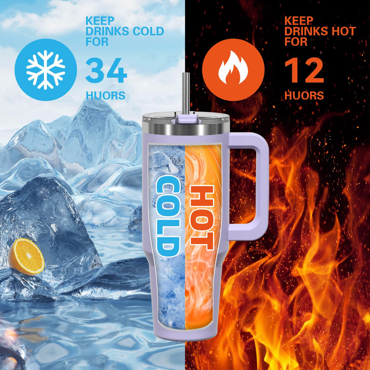 20 oz Insulated Stainless Steel Tumbler with Handle, Lid and Straw A306021