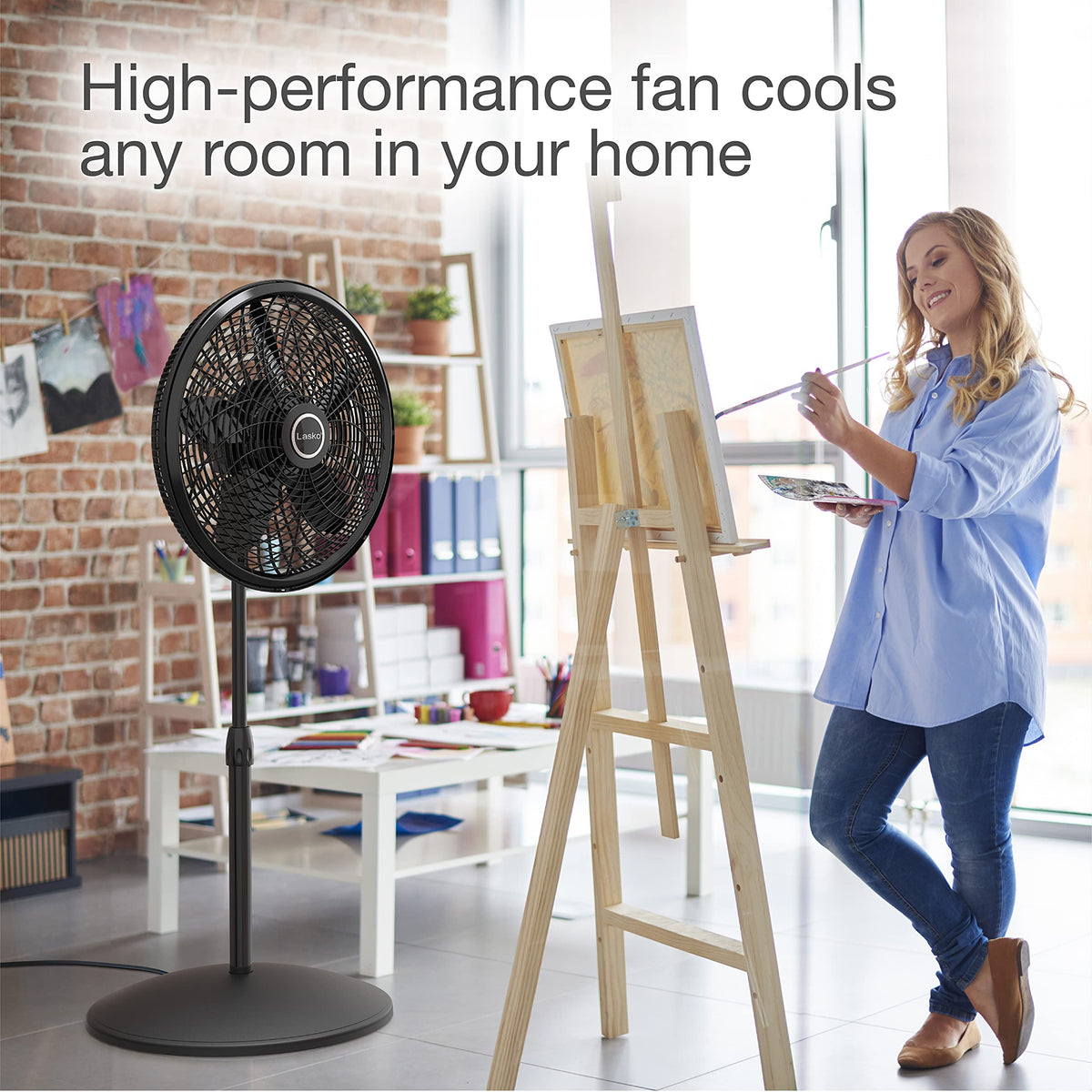 White 16 Inch and Black 18 Inch Oscillating Pedestal Stand Fans P396