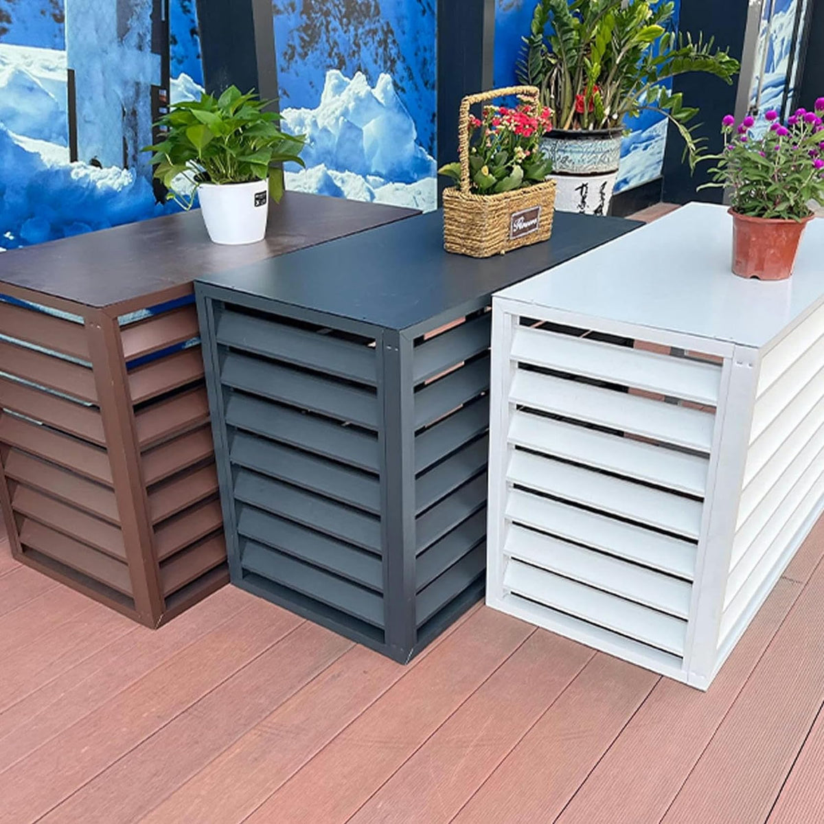 Air Conditioner Fence for Outside Units, Mini Split Pipe Cover, Aluminum AC Cover Q682498