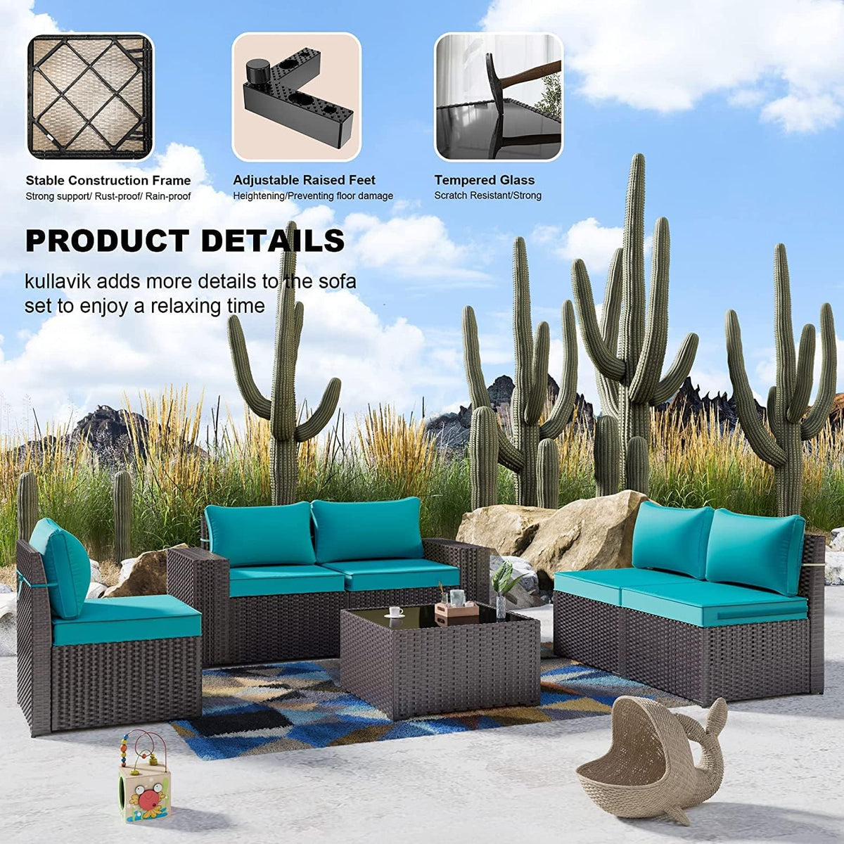 12PCS PE Wicker Rattan Sectional Sofa Q6091