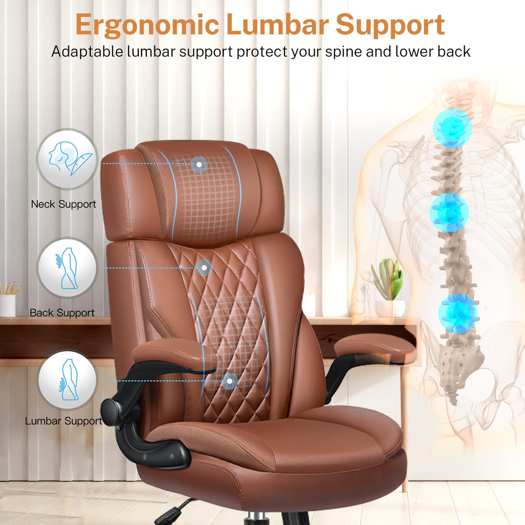 Leather Ergonomic Office Chair with Flip Up Arms U440071
