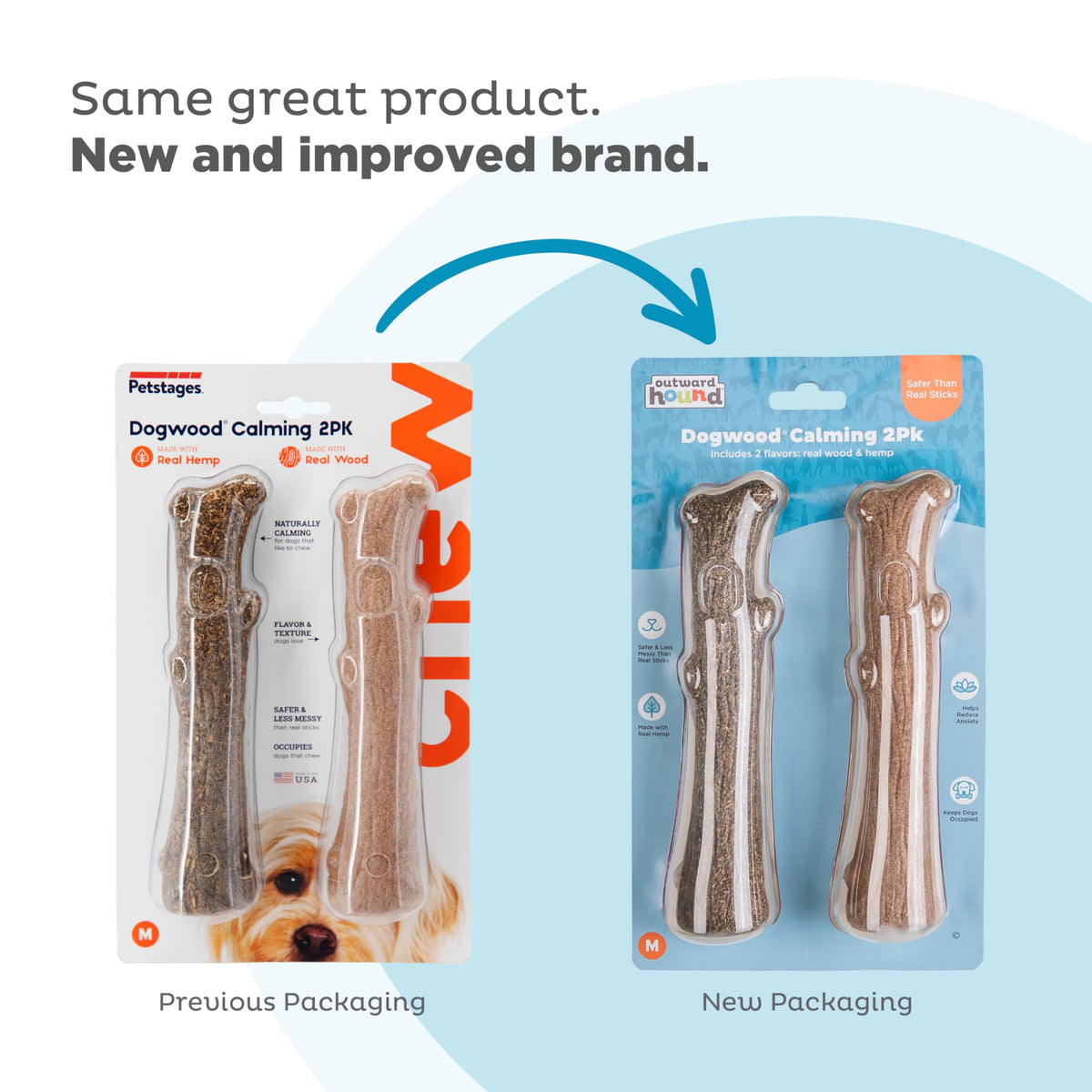 Dogwood Calming Stick Dog Chew Toy, Medium, 7.5", 2-Pack W827888