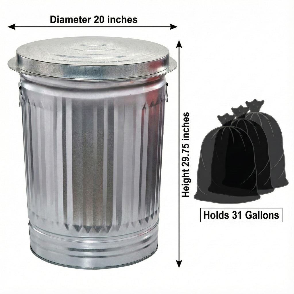 31 Gallon Galvanized Steel Locking Lid Trash Can E63691