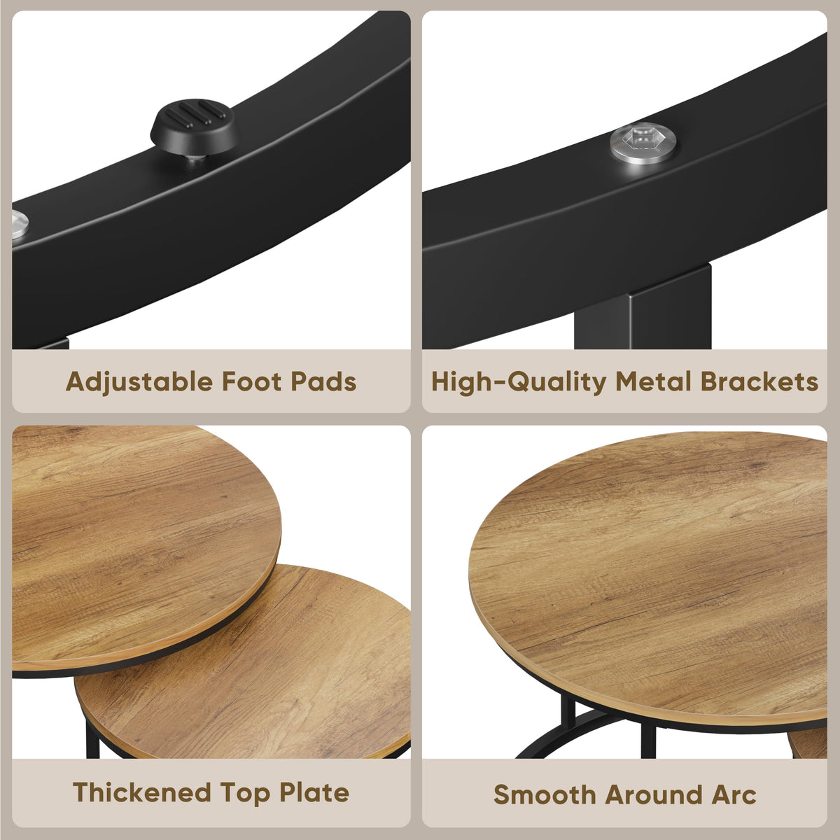 Set of 2 Round Wood Grain Coffee Table Q83263