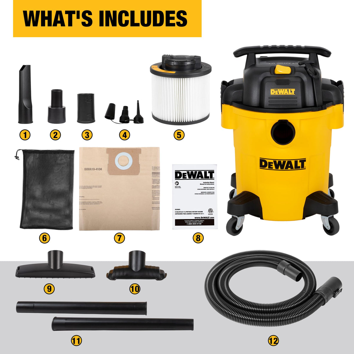 6 Gal. Poly Wet/Dry Vacuum with Hose and Accessories Y1264
