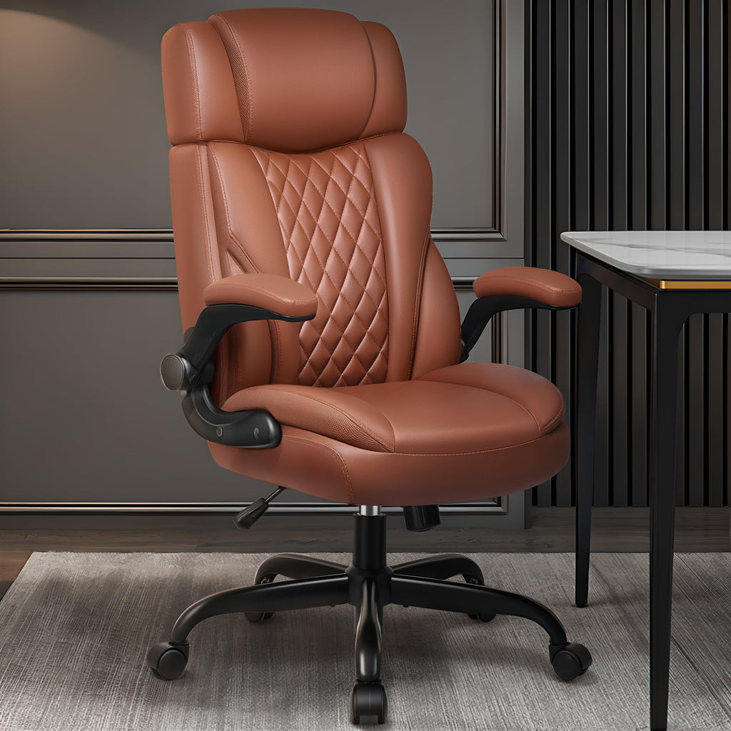 Leather Ergonomic Office Chair with Flip Up Arms U440071