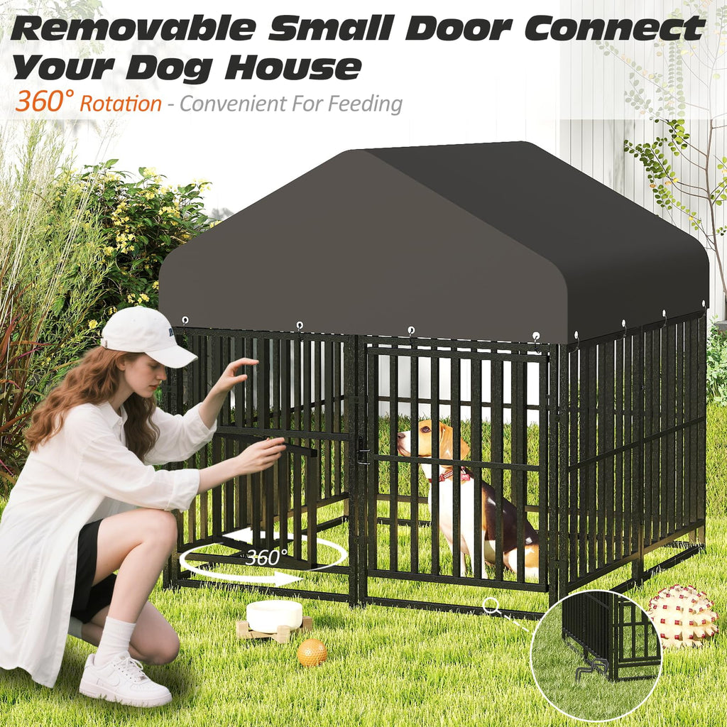 Small Dog Kennel Outdoor Heavy Duty Welded Wire Steel Pet Enclosure O199996
