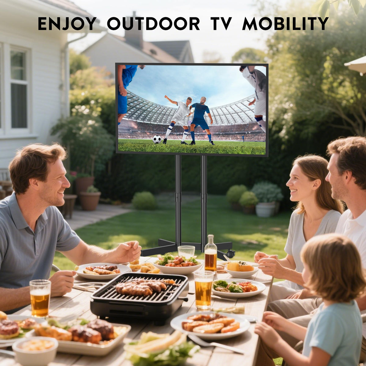 Black Rolling TV Stand for 32-75 Inch TVs R9395
