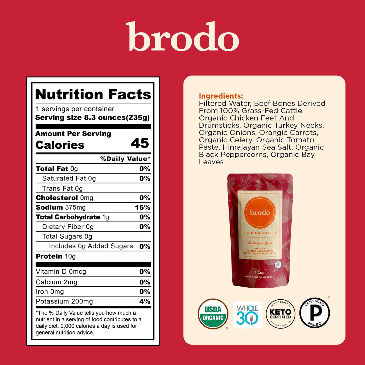 Collagen Rich Bone Broth Variety 6 x 8 oz X789584