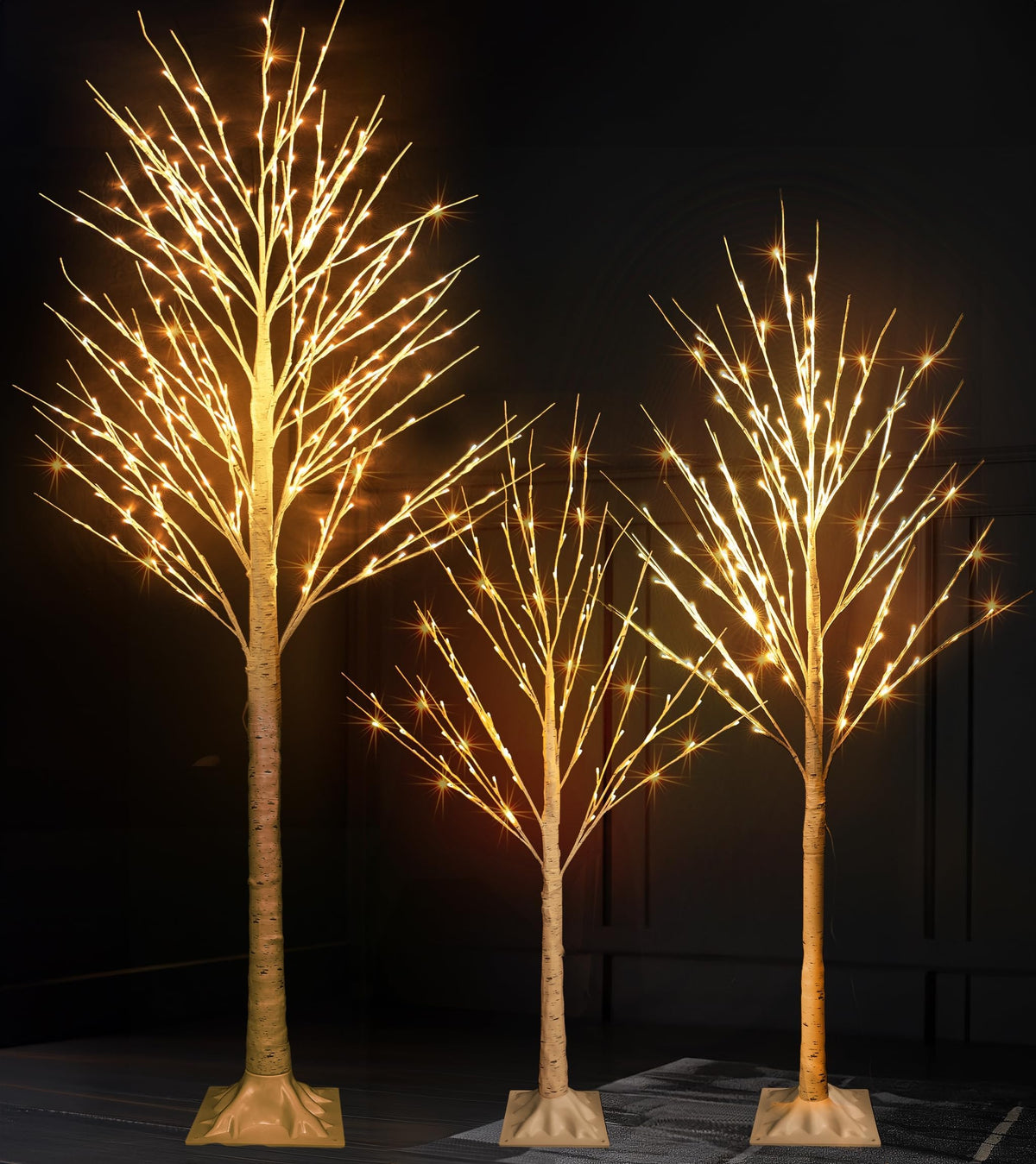 Light up Birch Tree 3 Pack Pre lit Christmas Tree G87704