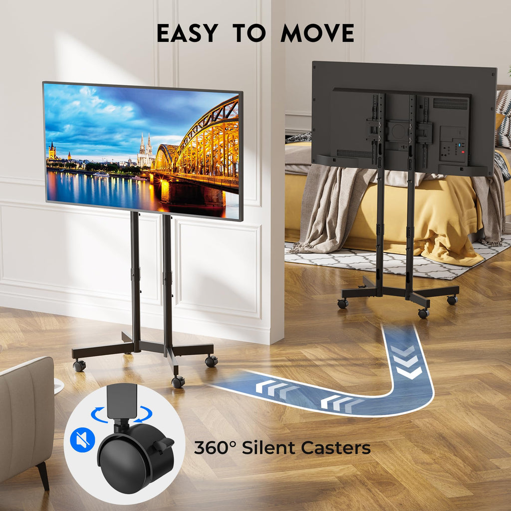 Black Rolling TV Stand for 32-75 Inch TVs R9395