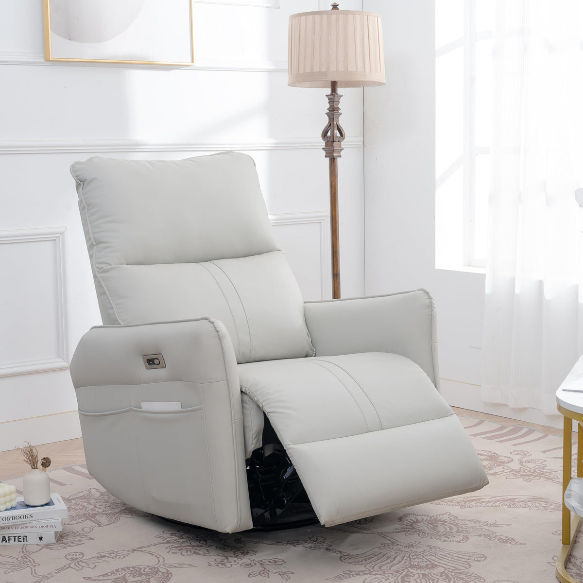 Power Swivel Rocker Recliner Chair Light Gray N68807