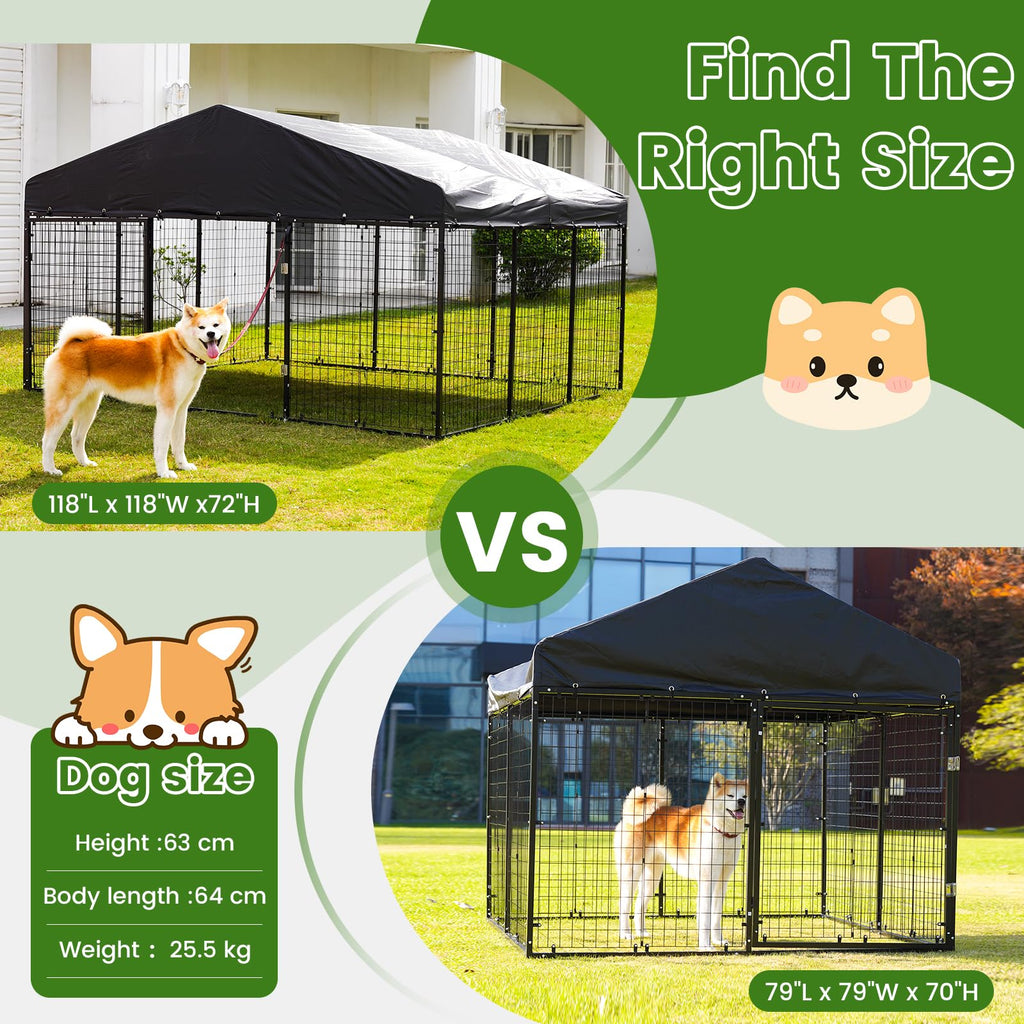 Large Outdoor Dog Enclosure with Roof Q300