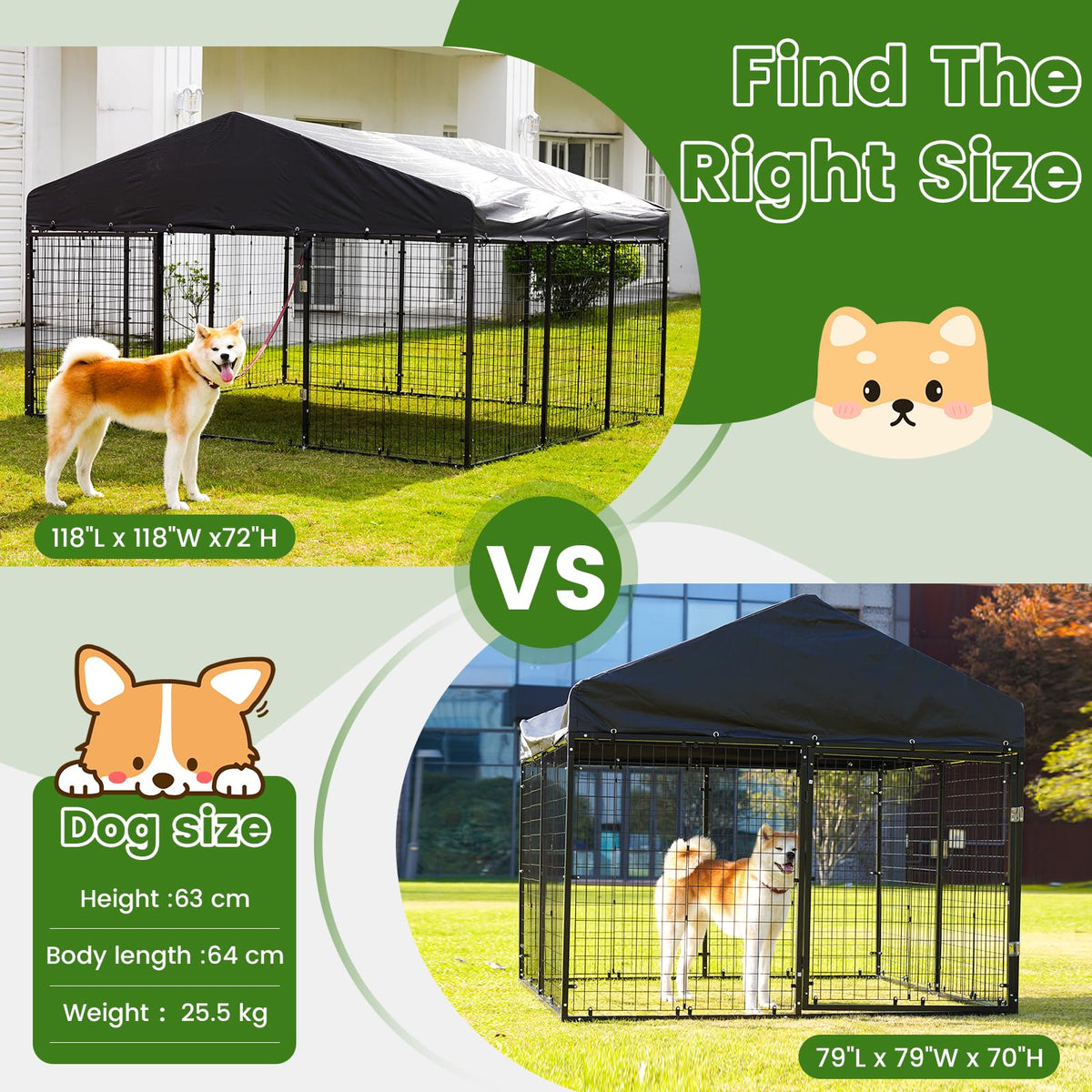 Large Outdoor Dog Enclosure with Roof Q300