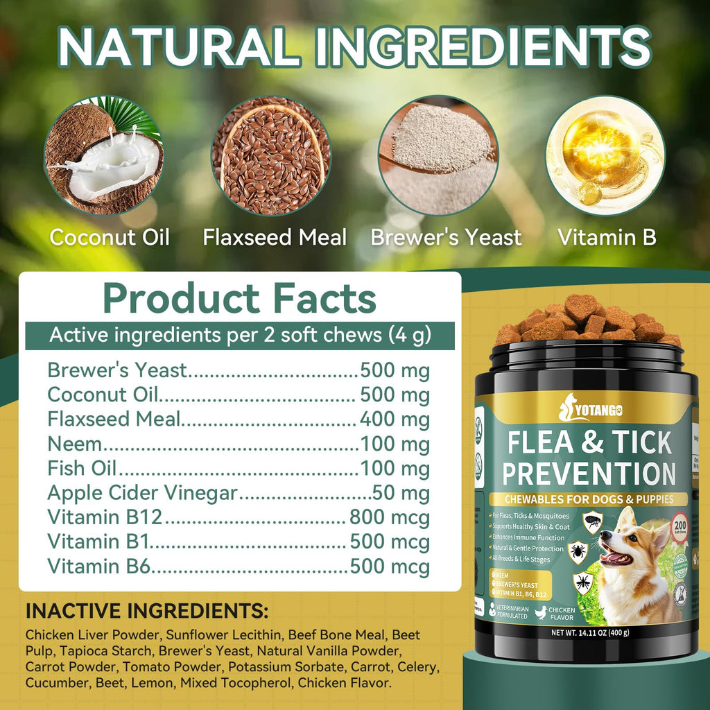 Flea and Tick Prevention for Dogs Chewable 200 Ct N297026