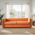 Orange Velvet 3-Seater Sofa with Rolled Arms T81996