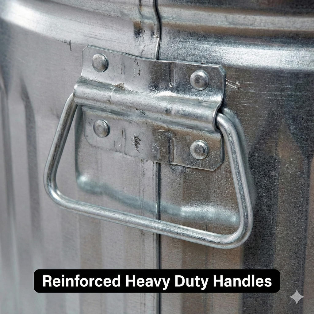 31 Gallon Galvanized Steel Locking Lid Trash Can E63691