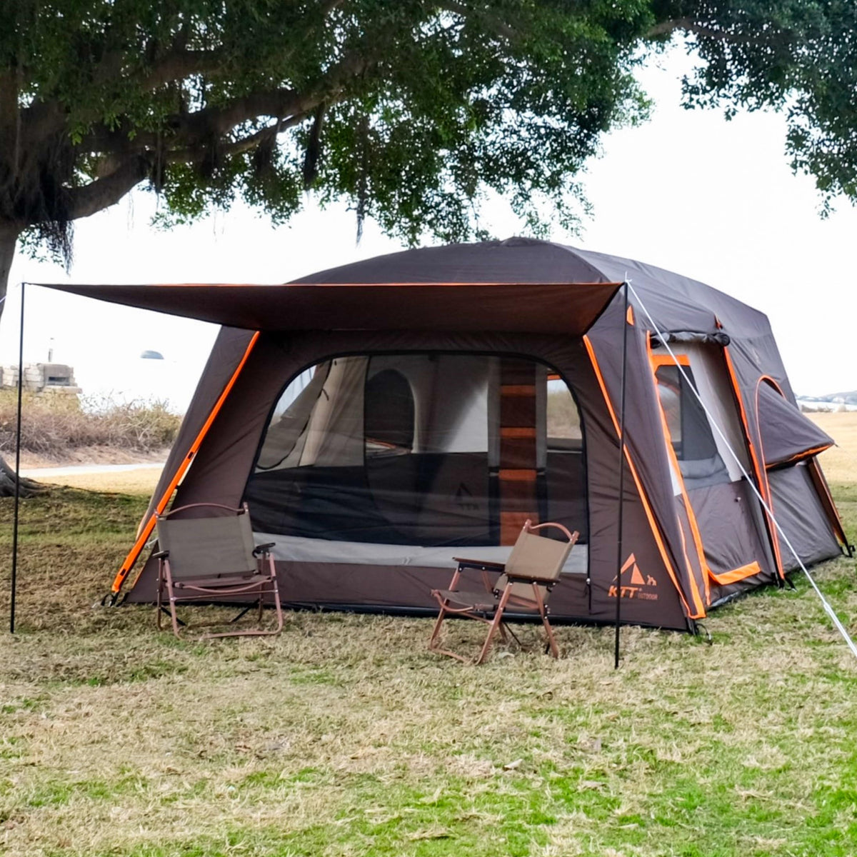 Extra Large 12 Person 2 Room 3 Door Waterproof Double Layer Cabin Tent A689