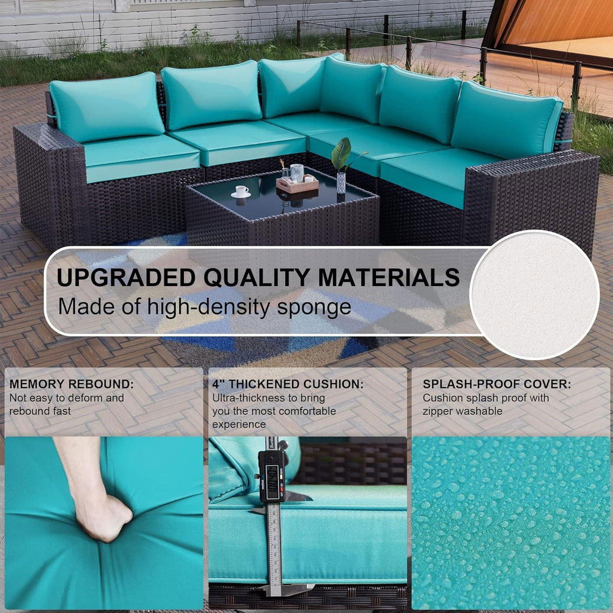 12PCS PE Wicker Rattan Sectional Sofa Q6091