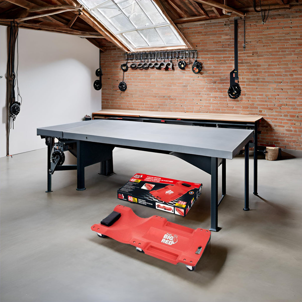 Rolling Garage Creeper with Padded Headrest and 6 Casters D5867
