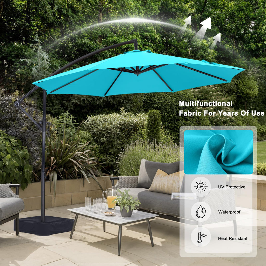 10FT Cantilever Umbrella with Base and Weights Bag Y983