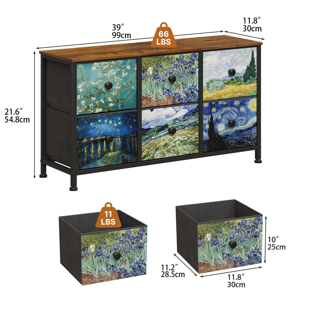 6 Drawer Dresser with Fabric Storage Drawer S89418
