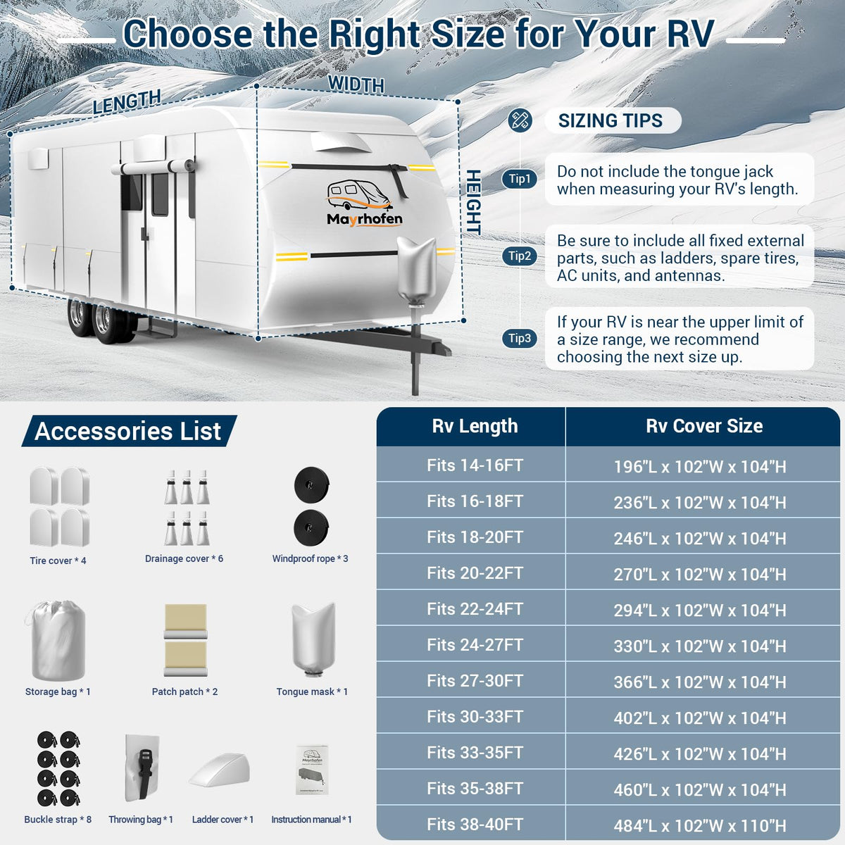 14-16ft 6 Layers 600D Oxford Waterproof RV Cover Q977108