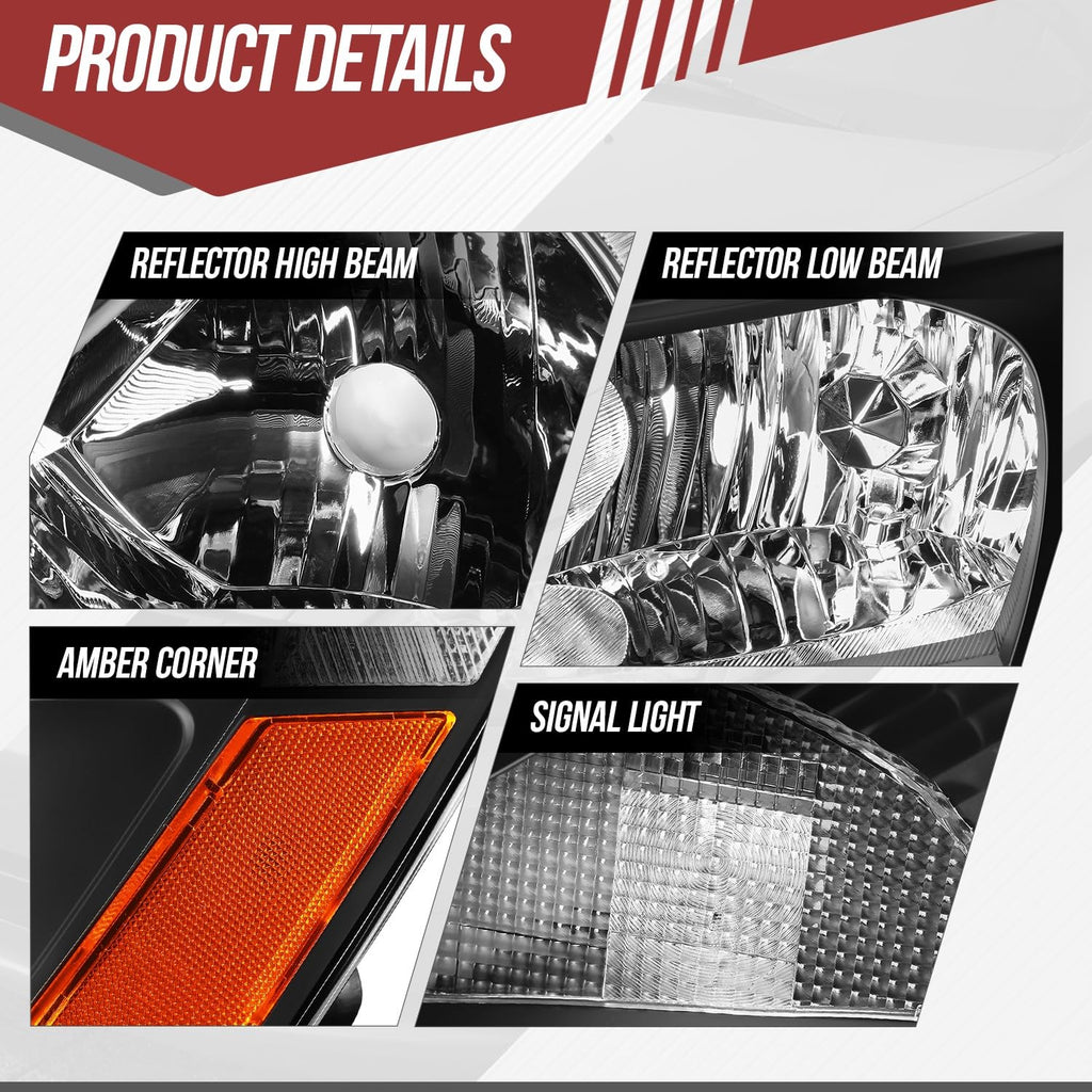 Black Housing Amber Corner Headlight Assembly Set R9792