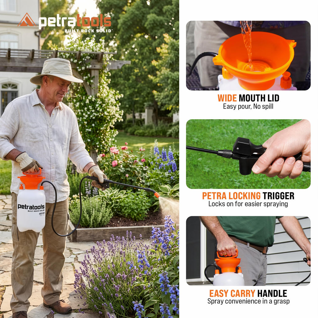 1 Gallon Garden Pump Sprayer with 52-in Hose & 2 Nozzles B335