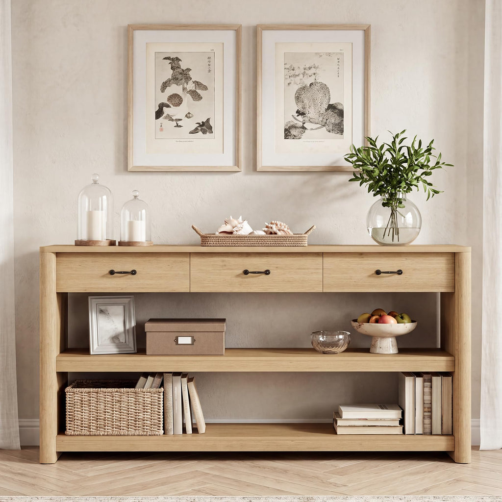 63" Oak Console Table with Storage K43725