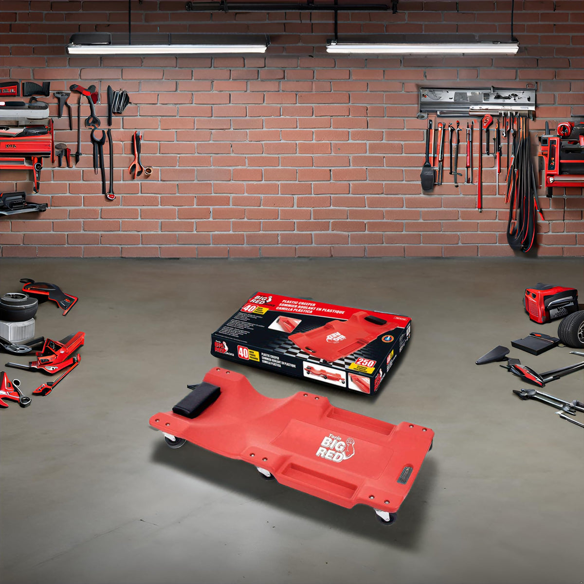 Rolling Garage Creeper with Padded Headrest and 6 Casters D5867