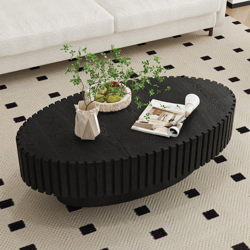Black Modern Wood Oval Coffee Table F5616