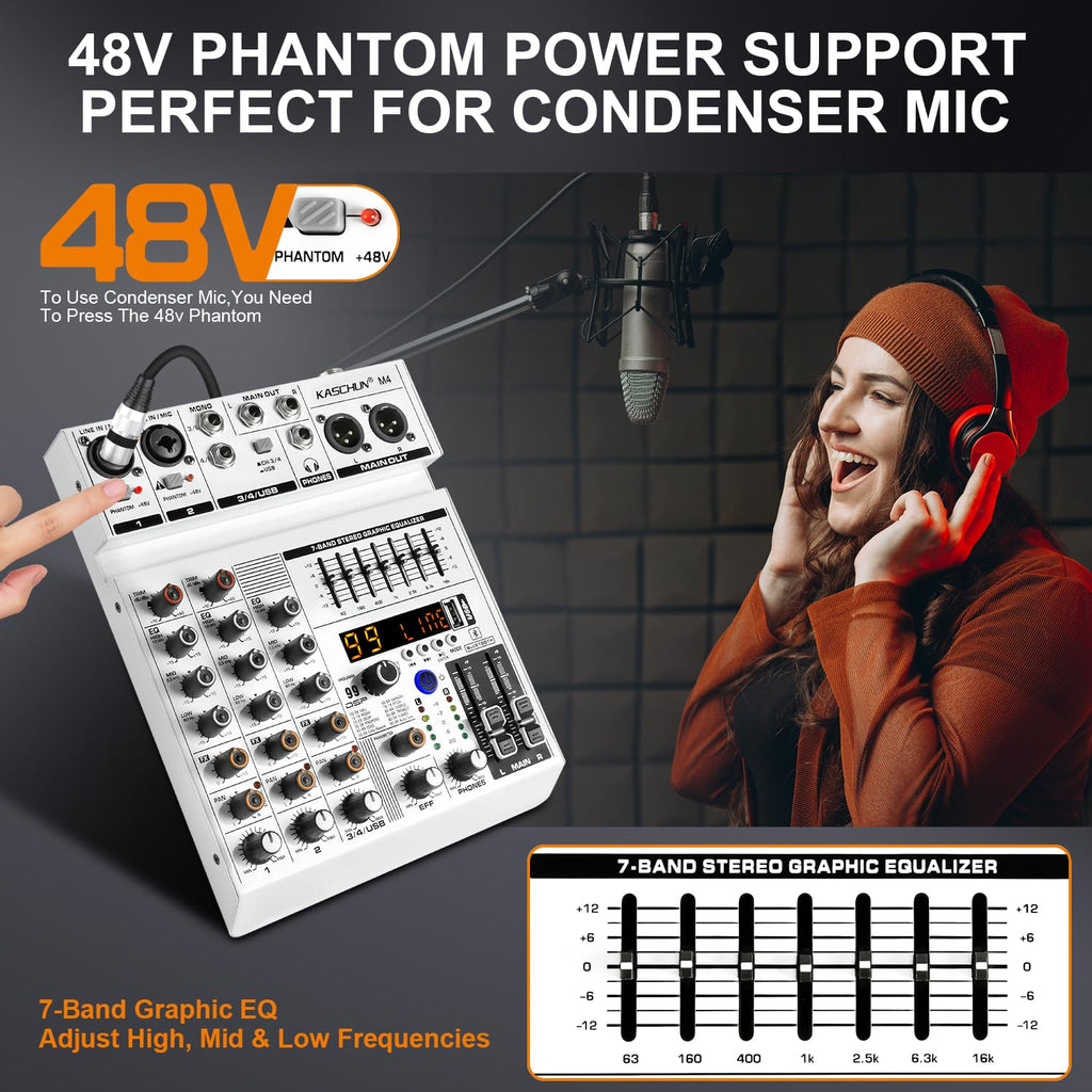4-Channel Bluetooth Audio Mixer with XLR USB Interface Z559920