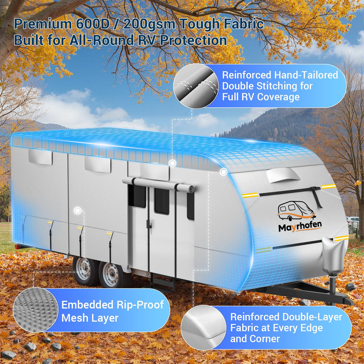 14-16ft 6 Layers 600D Oxford Waterproof RV Cover Q977108