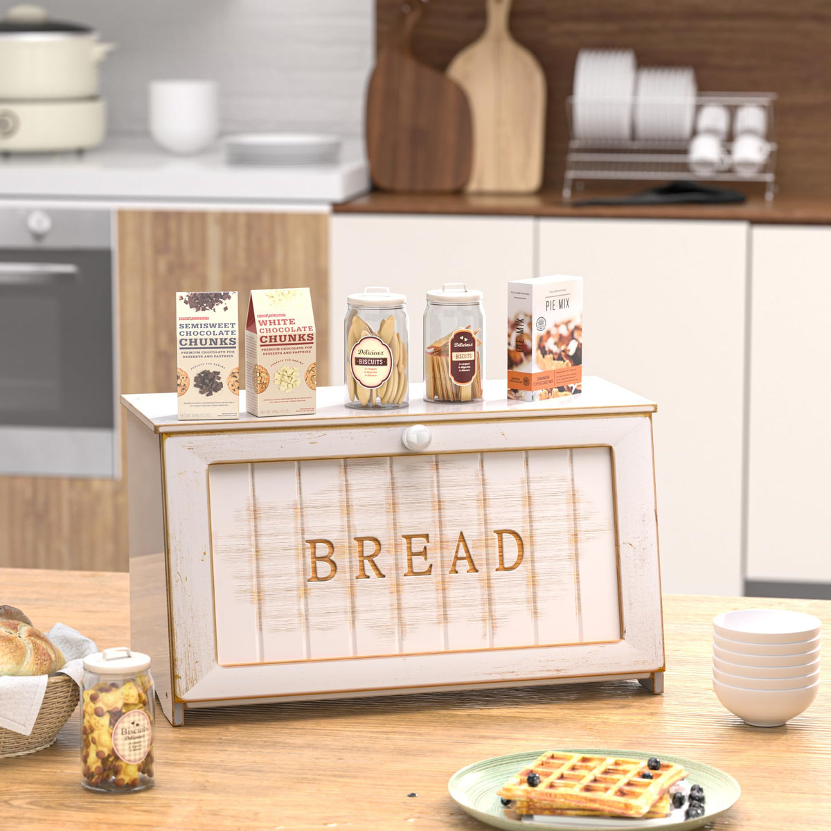 White Bamboo Bread Box U972684