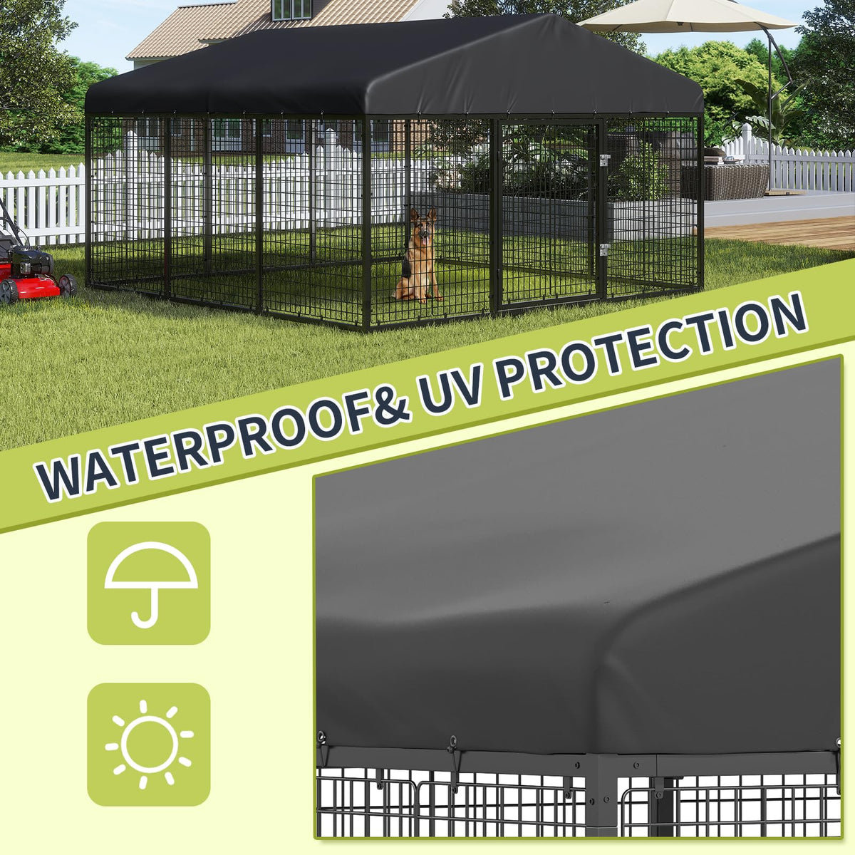 Large Outdoor Dog Enclosure with Roof Q300