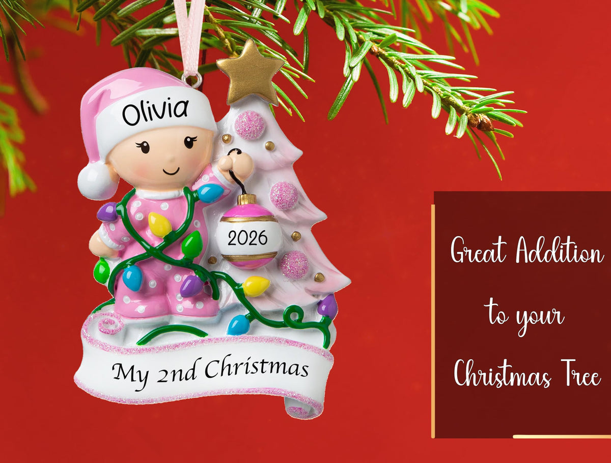 Baby's Second Christmas Ornament 2026 Pink Y57622
