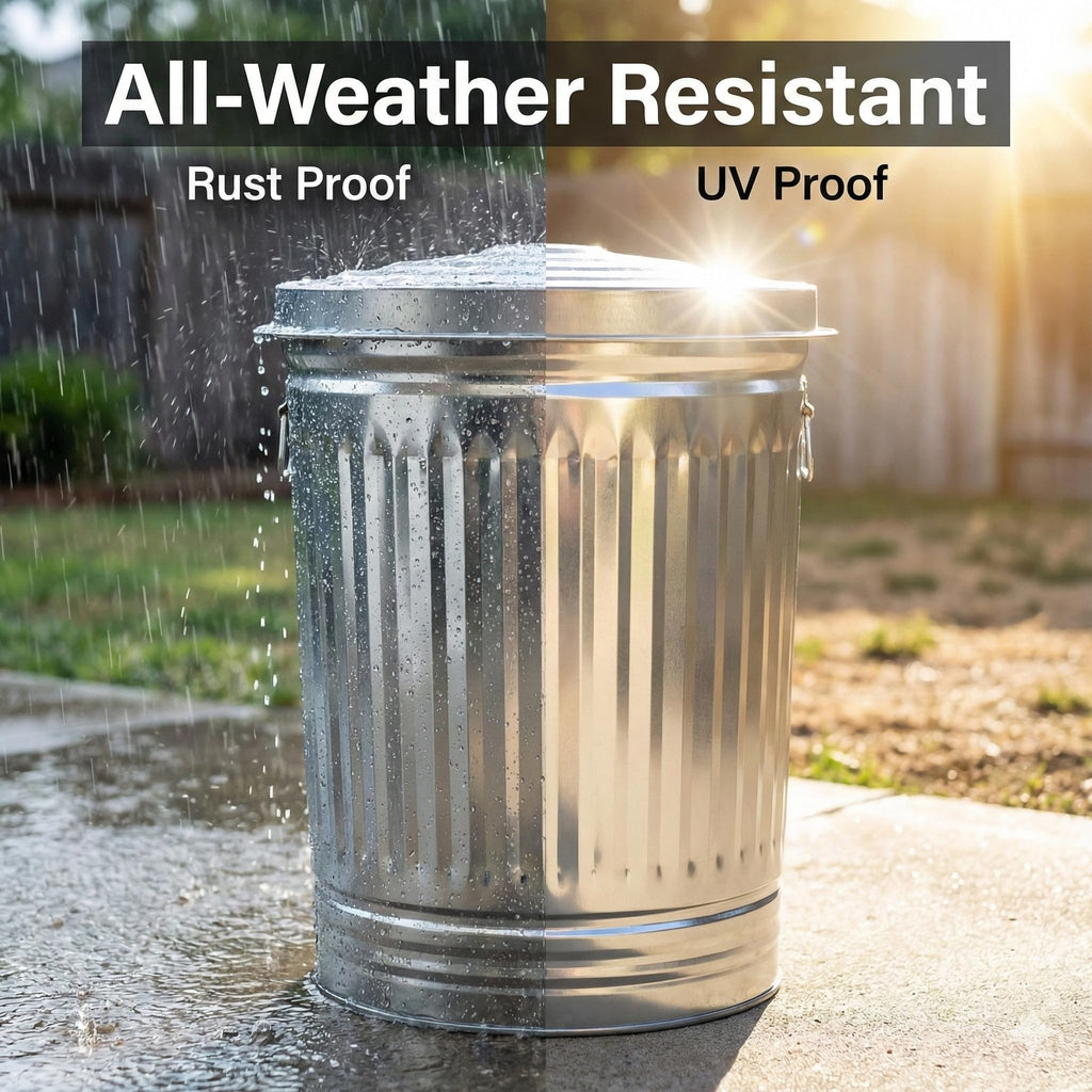 31 Gallon Galvanized Steel Locking Lid Trash Can E63691