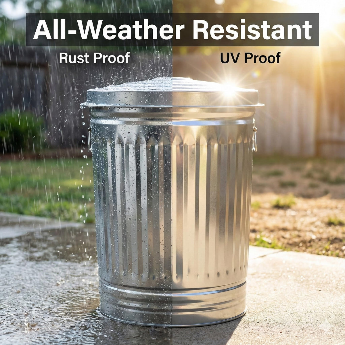 31 Gallon Galvanized Steel Locking Lid Trash Can E63691