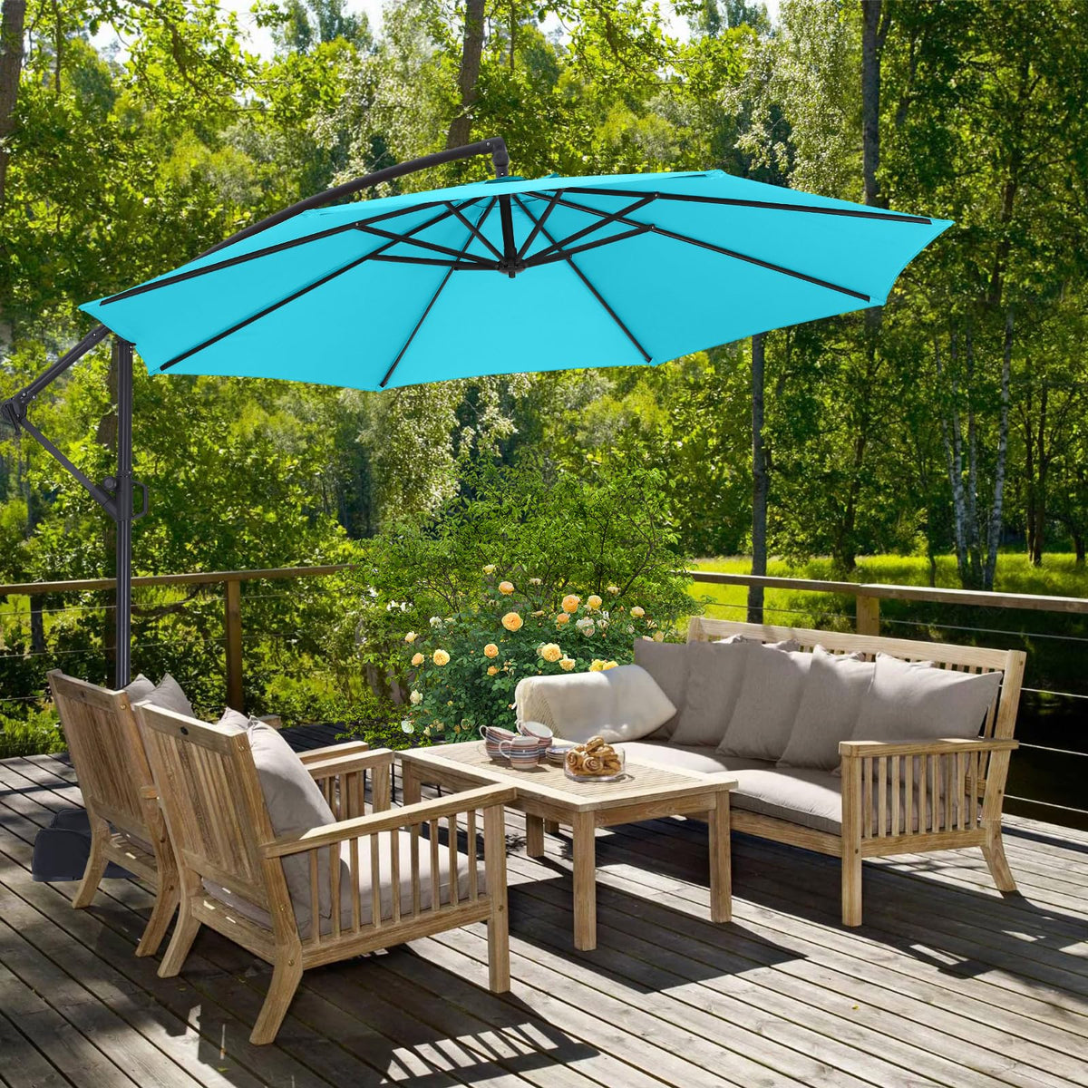 10FT Cantilever Umbrella with Base and Weights Bag Y983