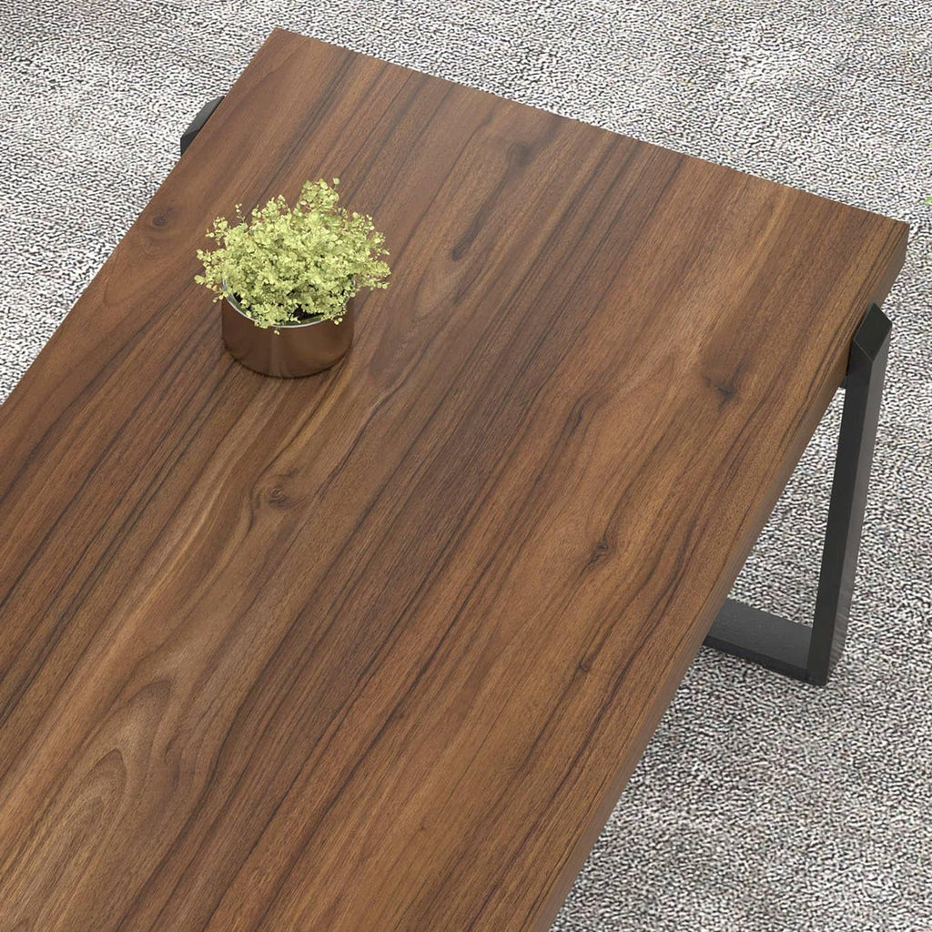 Walnut 44 Inch Wood and Metal Coffee Table K470040