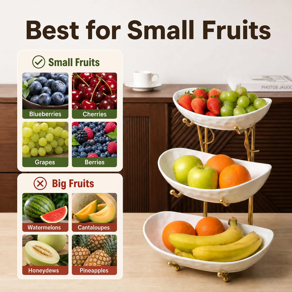 3 Tier Ceramic Fruit Bowl Stand C3899
