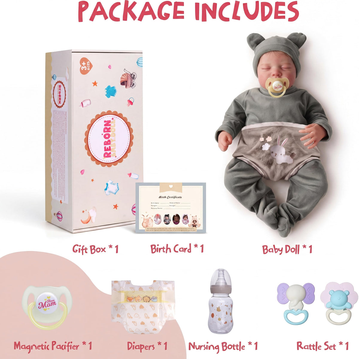 20 Inch Realistic Newborn Baby Doll with Poseable Body I59541