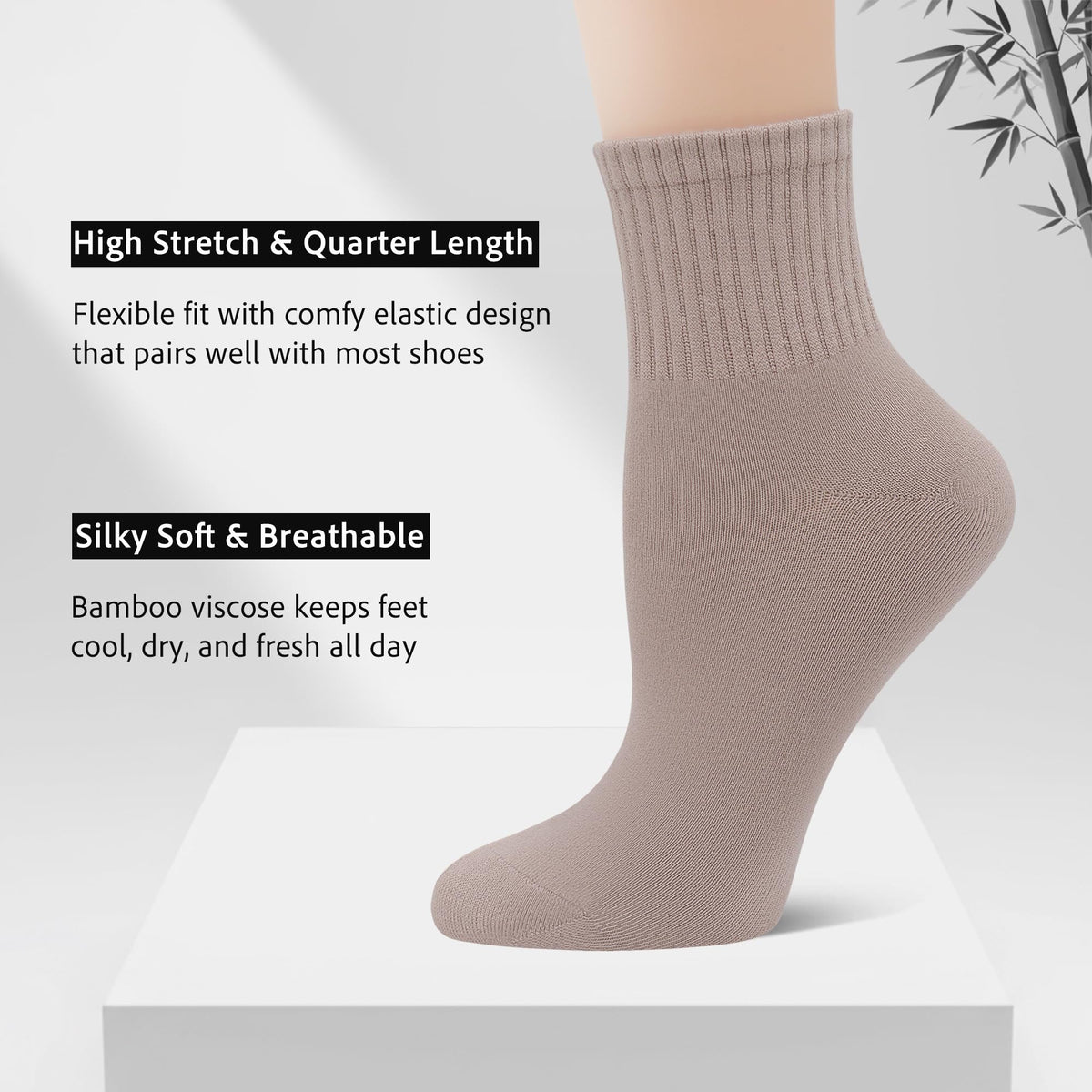 Viscose Bamboo Mini Crew Socks 5 Pairs O673